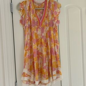 Poupette St. Barth Floral Kids Dress - Pink, Orange, White